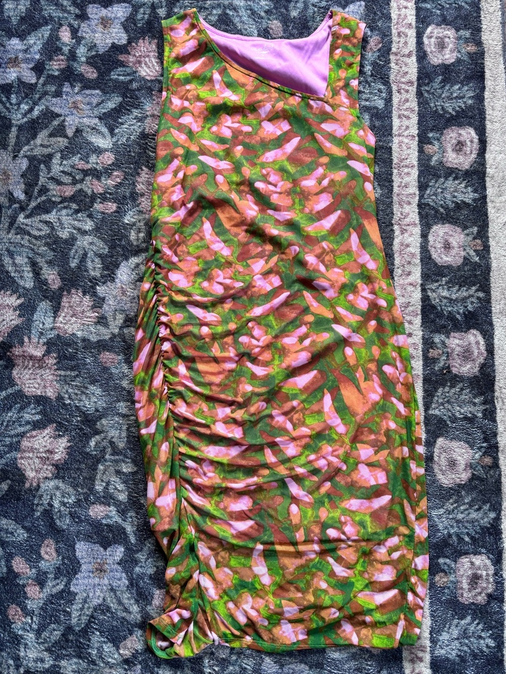 Ingrid & Isabel One-Shoulder Mini Dress in Green and Pink Floral